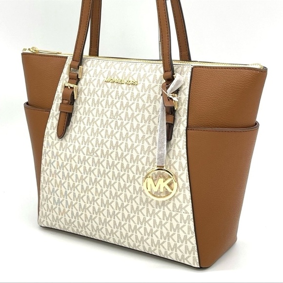Michael Kors Charlotte Large Top Zip Tote Bag Vanilla (NWT) - Picture 1 of 9